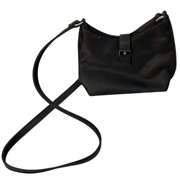 Calvin Klein Black Evening Bag Silver Buckle with Shoulder Strap Great Condition - Picture 1 of 7